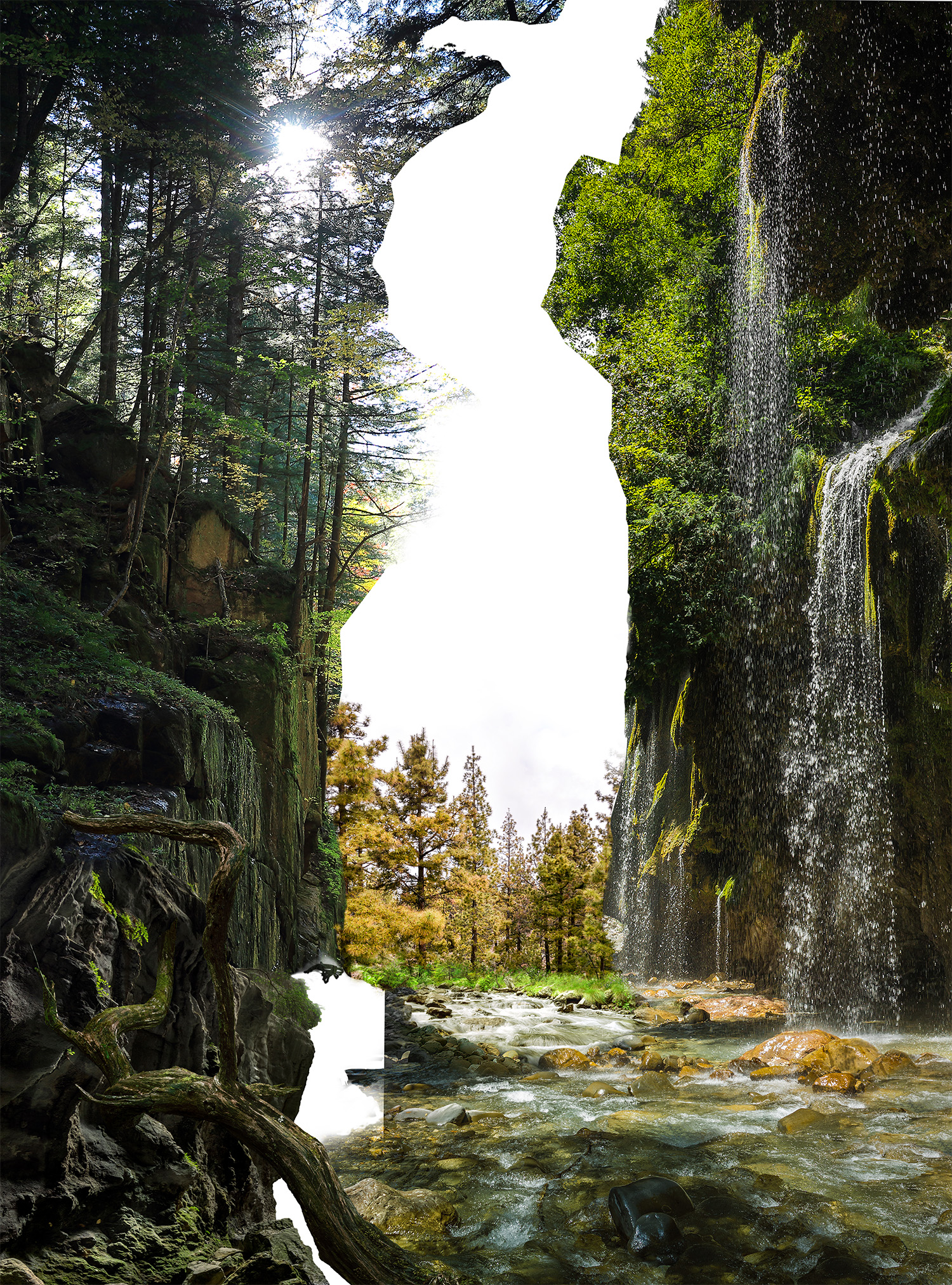 Waterfalls on the river Krikiliotis at Panta Vrexei in Evritania in Greece
