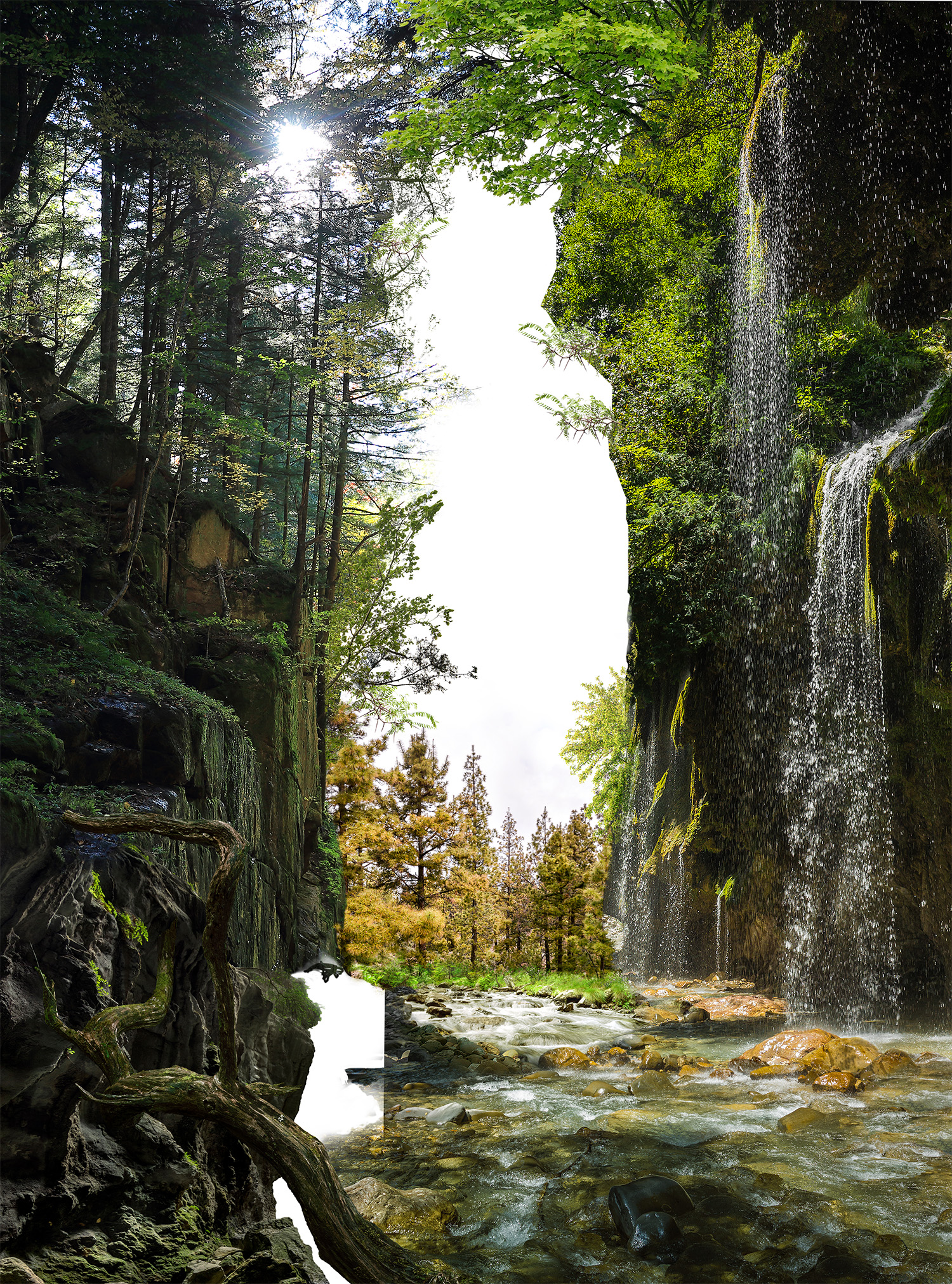 Waterfalls on the river Krikiliotis at Panta Vrexei in Evritania in Greece