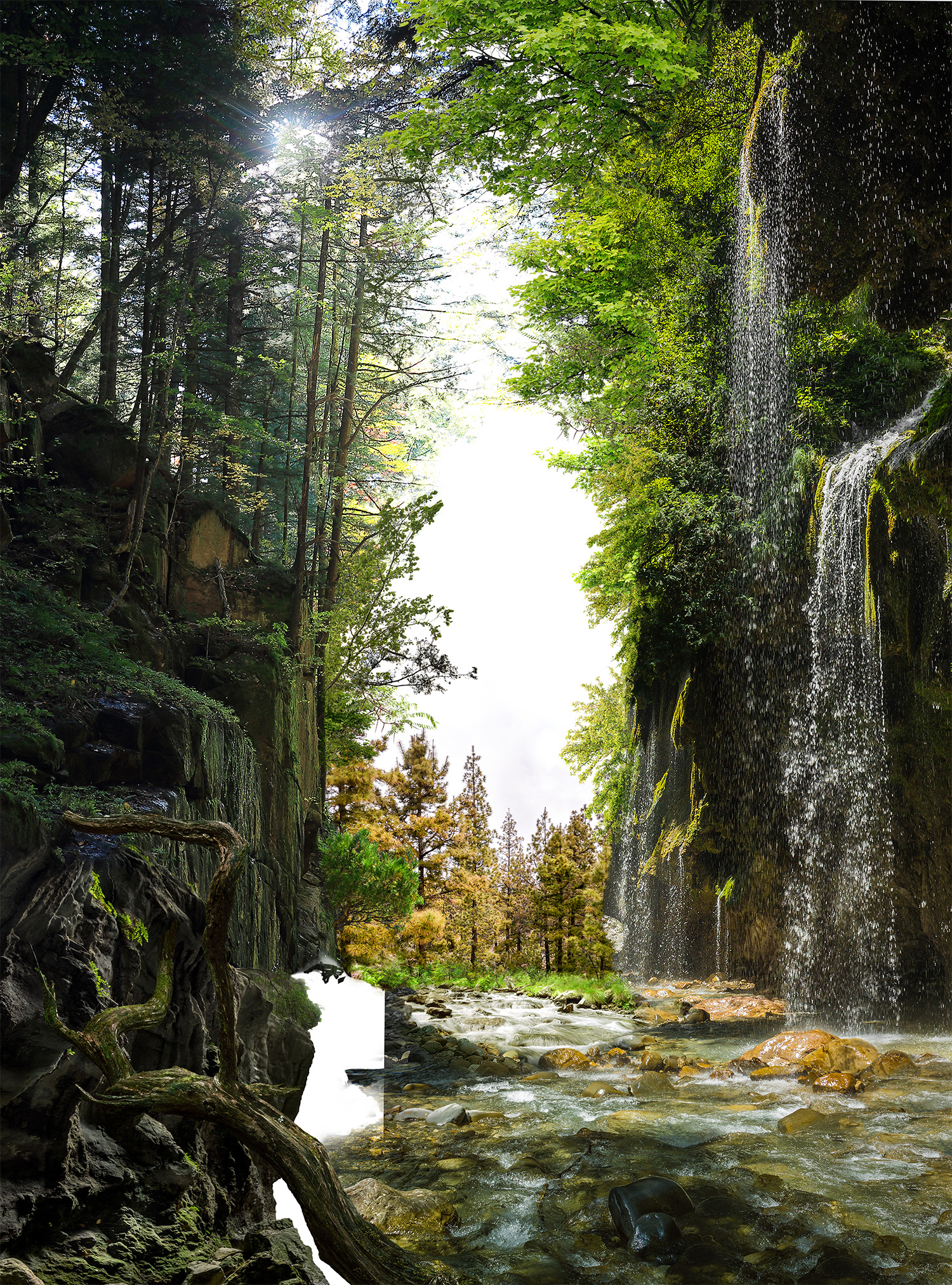 Waterfalls on the river Krikiliotis at Panta Vrexei in Evritania in Greece
